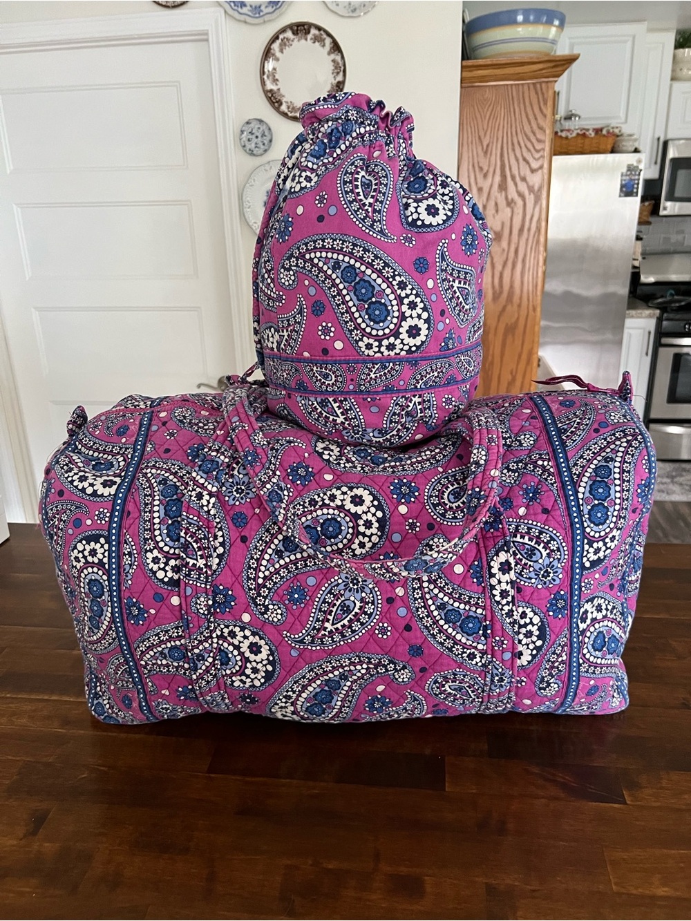Vera Bradley Boysenberry Large Duffel & Ditty Bag Set